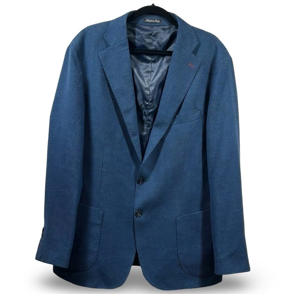 Luigi Fusaro Tailored Suit Jacket Italy Size 56‎ US Size 46 Career Wool Blend